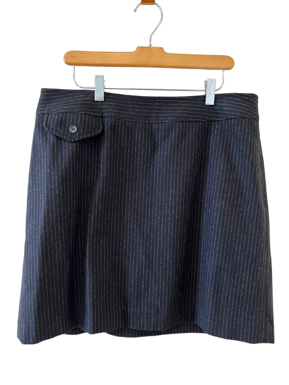 Banana Republic Office Ready Wool Skirt Black Pinstripe 14